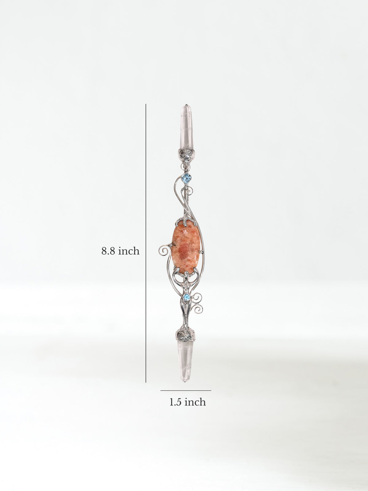 Sunstone with Silver Coated Copper Tube Wand Dimension | js115