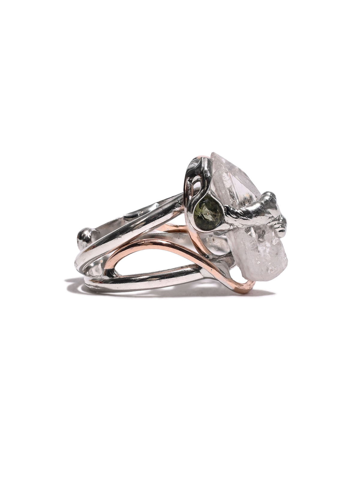 Danburite and Moldavite Ring 2 | js117