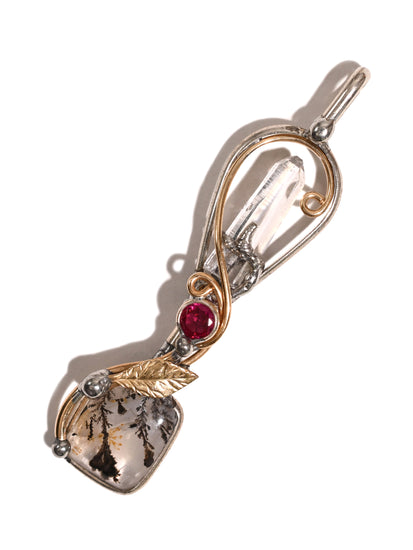 Quartz, Ruby, & Dendritic Agate Wandlet 1 | js118