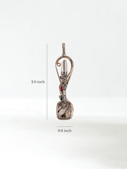 Quartz, Ruby, & Dendritic Agate Wandlet Dimension | js118