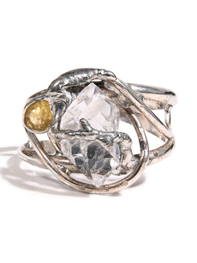 Herkimer Diamond with Yellow Sapphire Ring 1 | js119