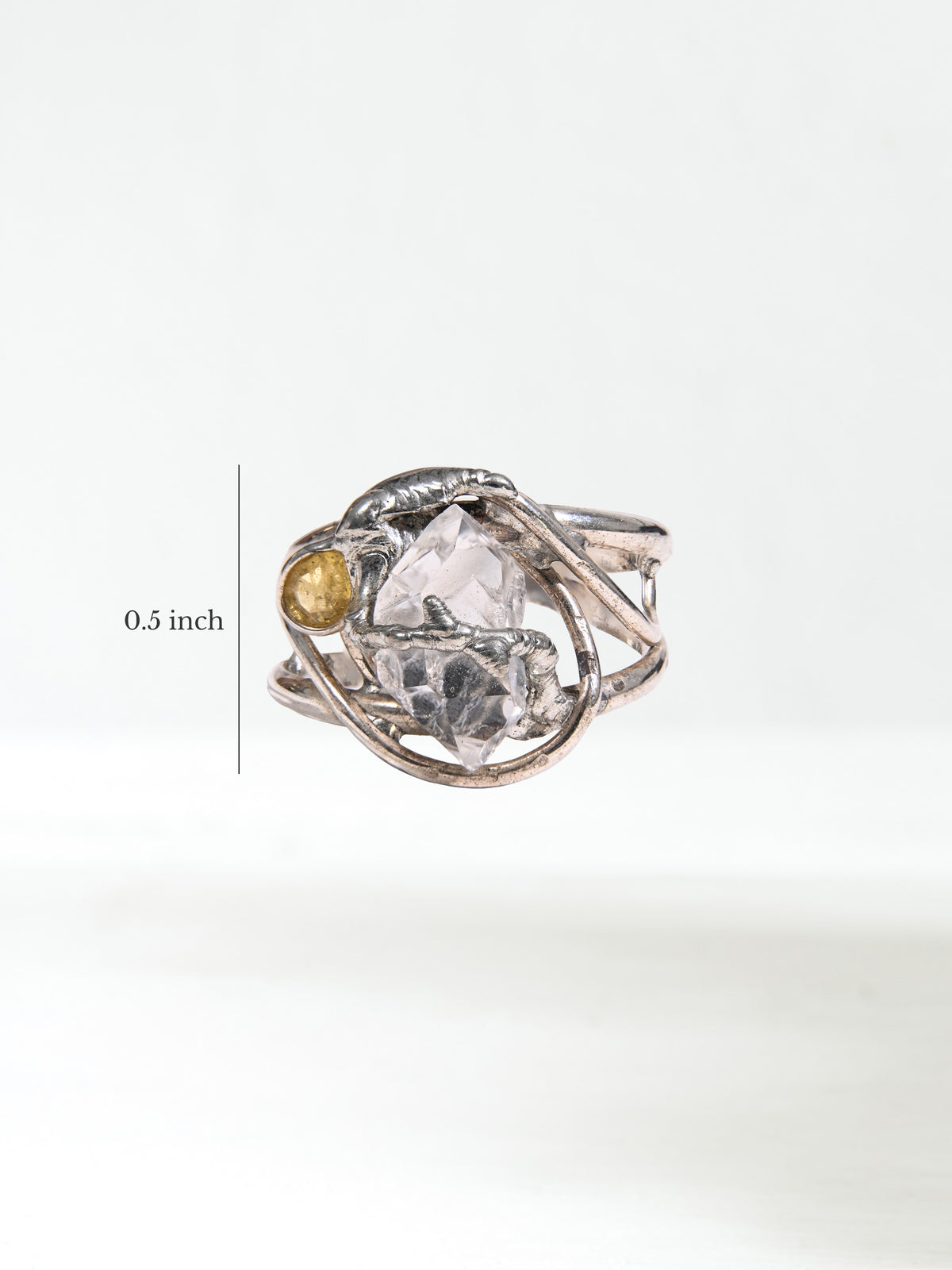 Herkimer Diamond with Yellow Sapphire Ring 1 | js119