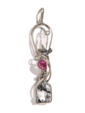 Quartz, Rubellite, & Tourmaline in Quartz Wandlet 1 | js120