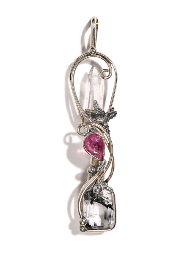 Quartz, Rubellite, & Tourmaline in Quartz Wandlet 1 | js120