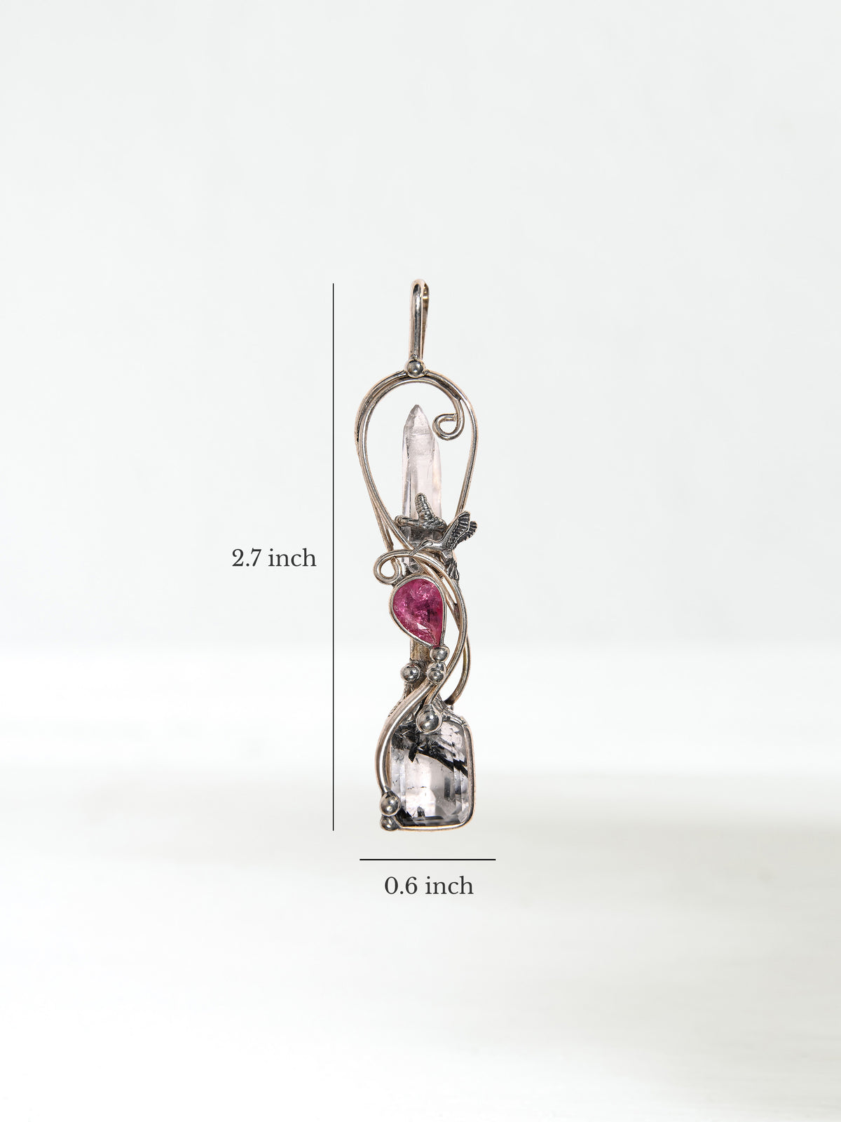 Quartz, Rubellite, & Tourmaline in Quartz Wandlet Dimension | js120