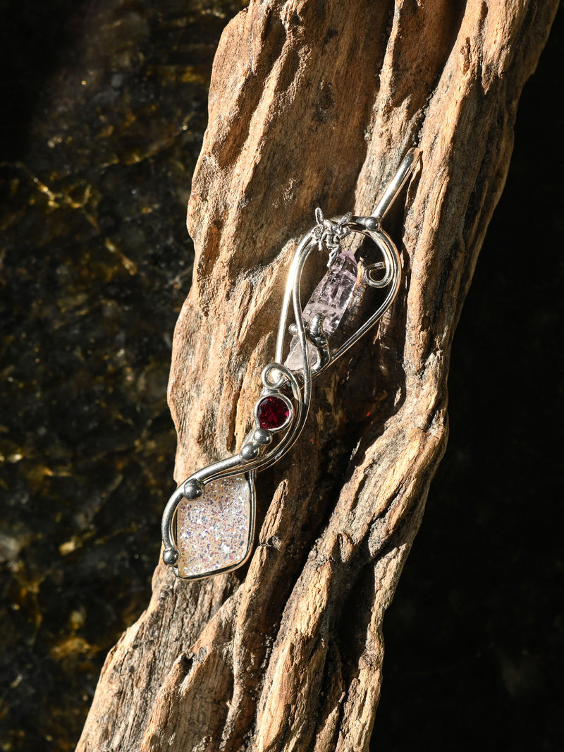 Amethyst, Ruby, Druzy Angel Aura Wandlet