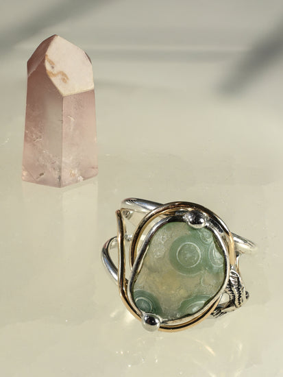 Mongolian Wind Agate Ring | js126