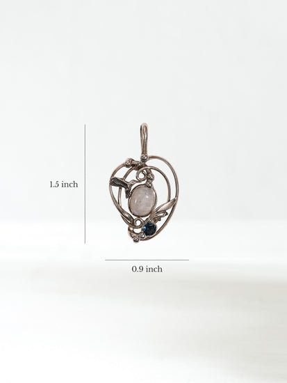 Moonstone & London Blue Topaz Pendant Dimension | js129