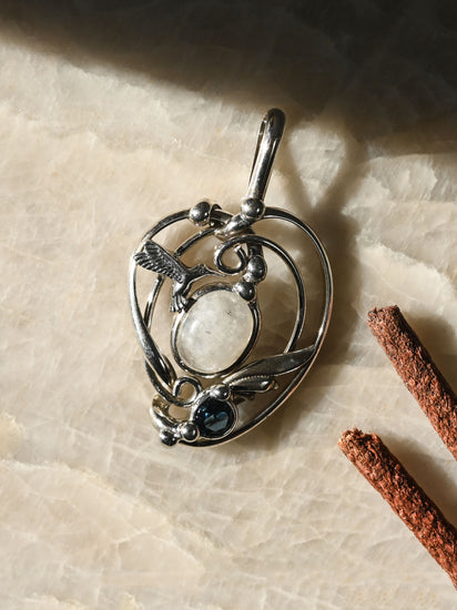 Moonstone & London Blue Topaz Pendant | js129