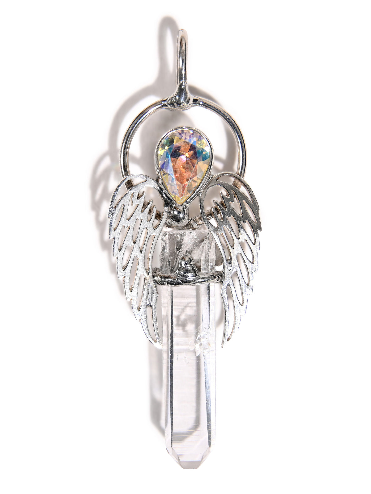 Quartz with Angel Wings Pendant 1 | js130