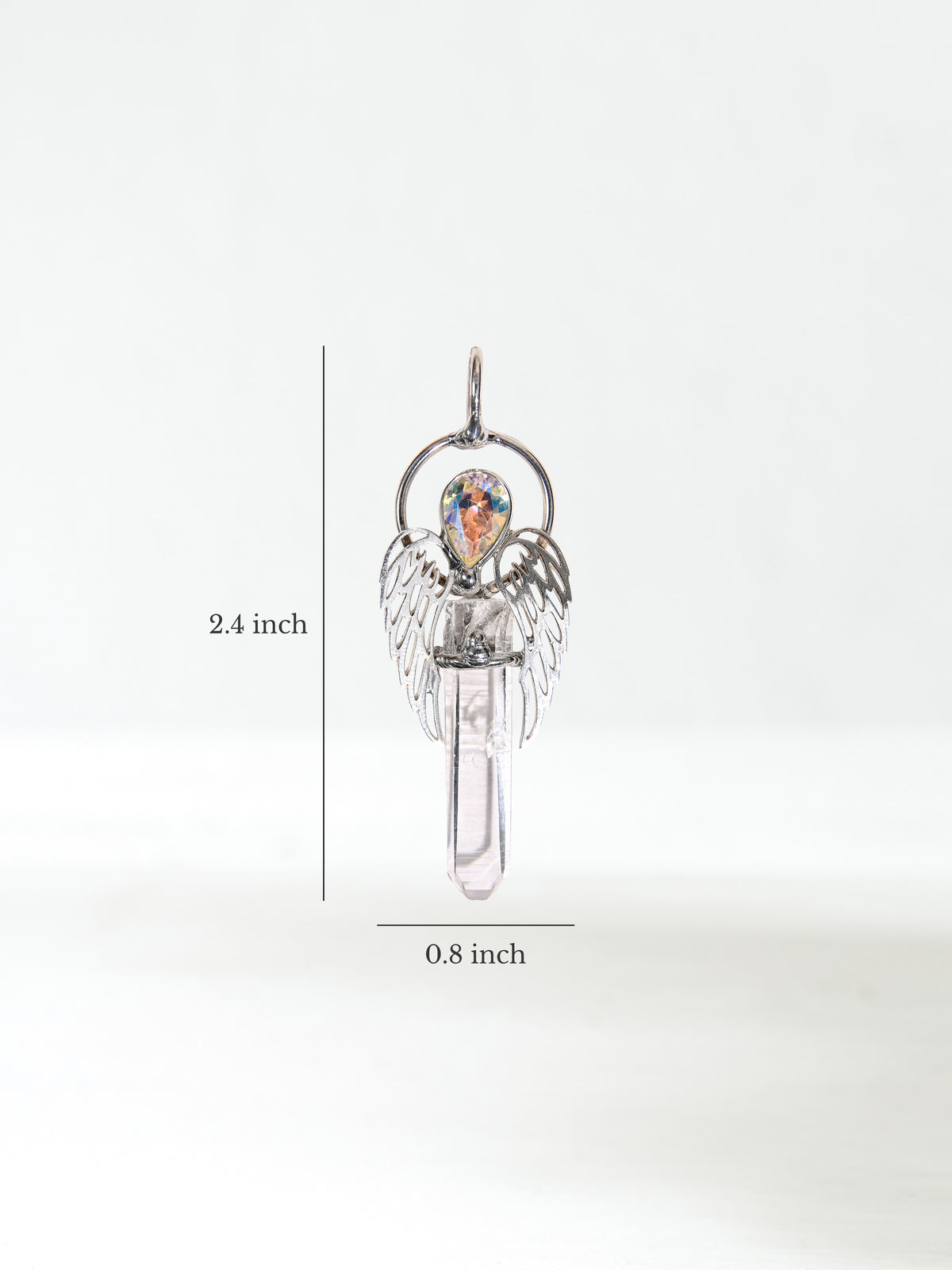 Quartz with Angel Wings Pendant Dimension | js130