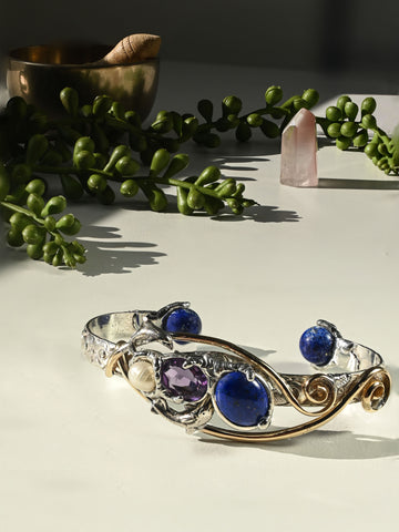 Pearl, Lapis, & Amethyst Bracelet