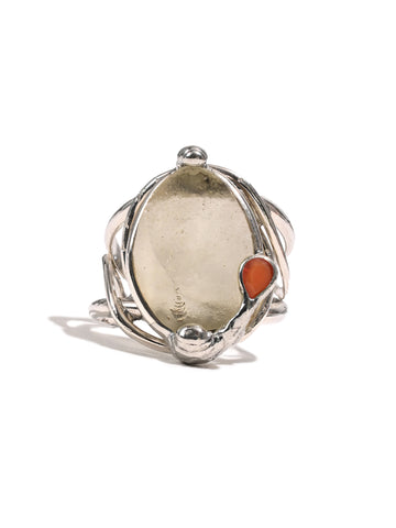 Libyan Desert Glass & Coral Ring