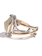 Libyan Desert Glass with Garnet Ring 2 | js135