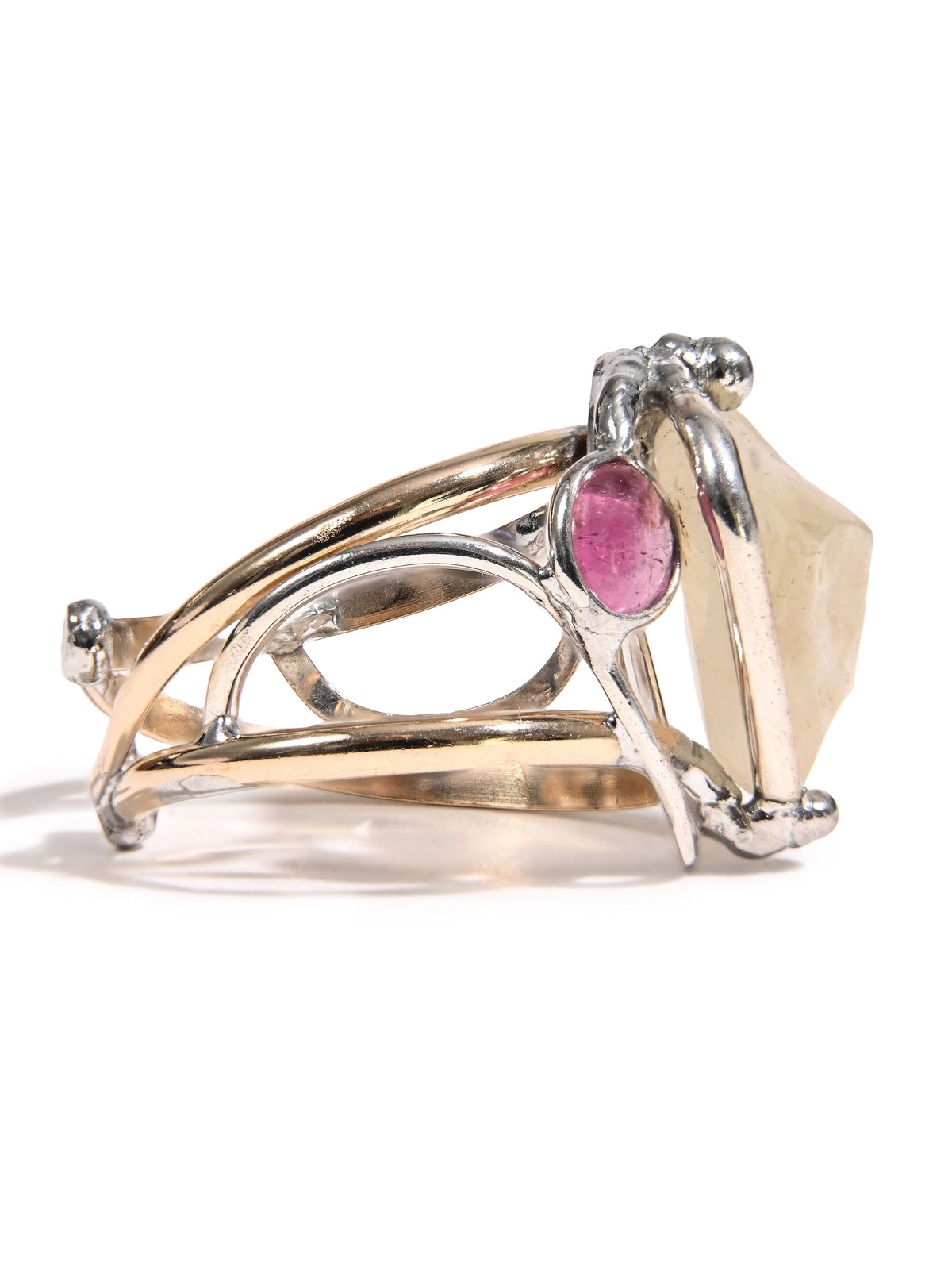 Libyan Desert Glass with Garnet Ring 4 | js135