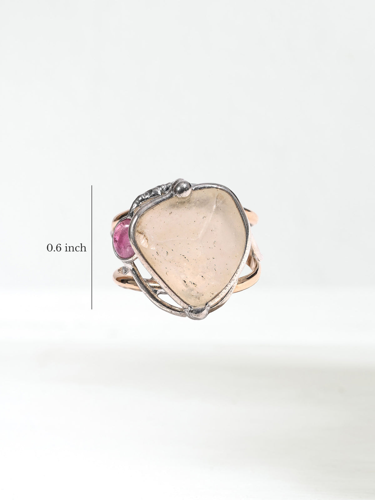 Libyan Desert Glass with Garnet Ring 1 | js135