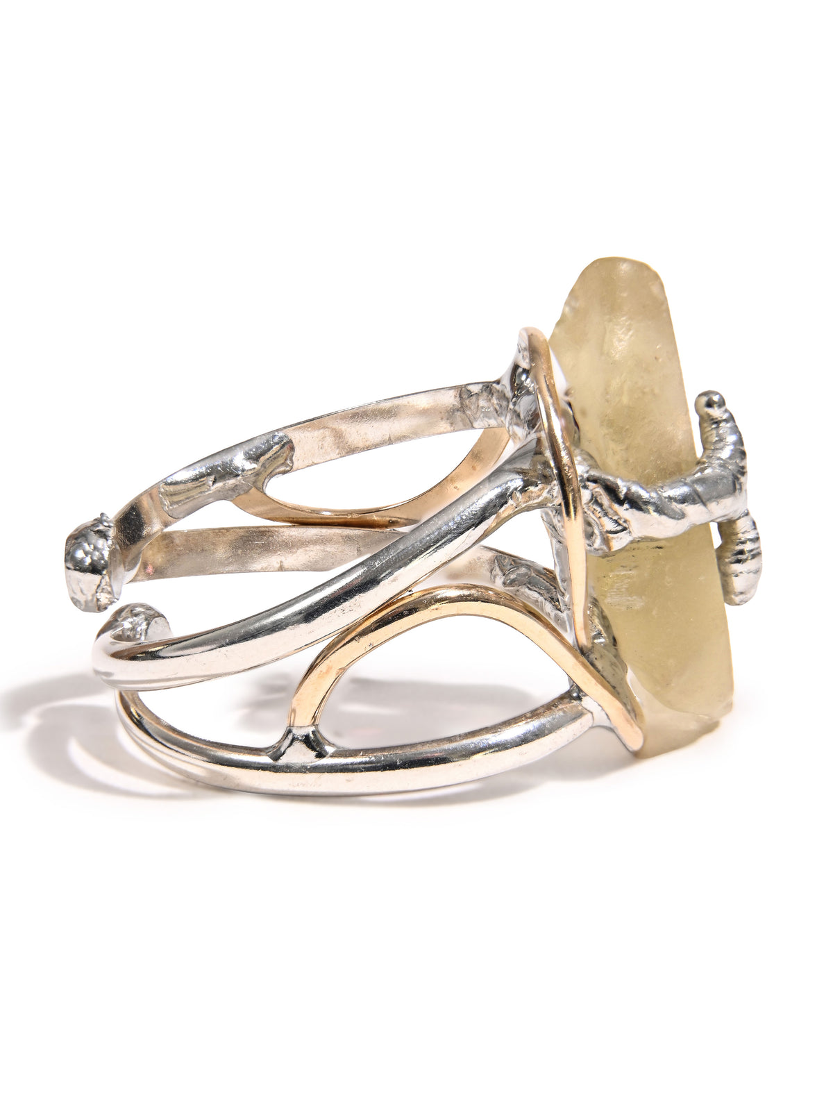 Libyan Desert Glass with Tourmaline Cabochon Ring 4 | js138