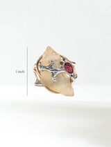 Libyan Desert Glass with Tourmaline Cabochon Ring 1 | js138