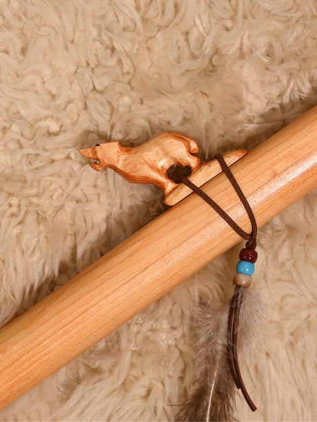 Native American Made Pine Flute- A Minor 1 | mm0231-Wolf-P