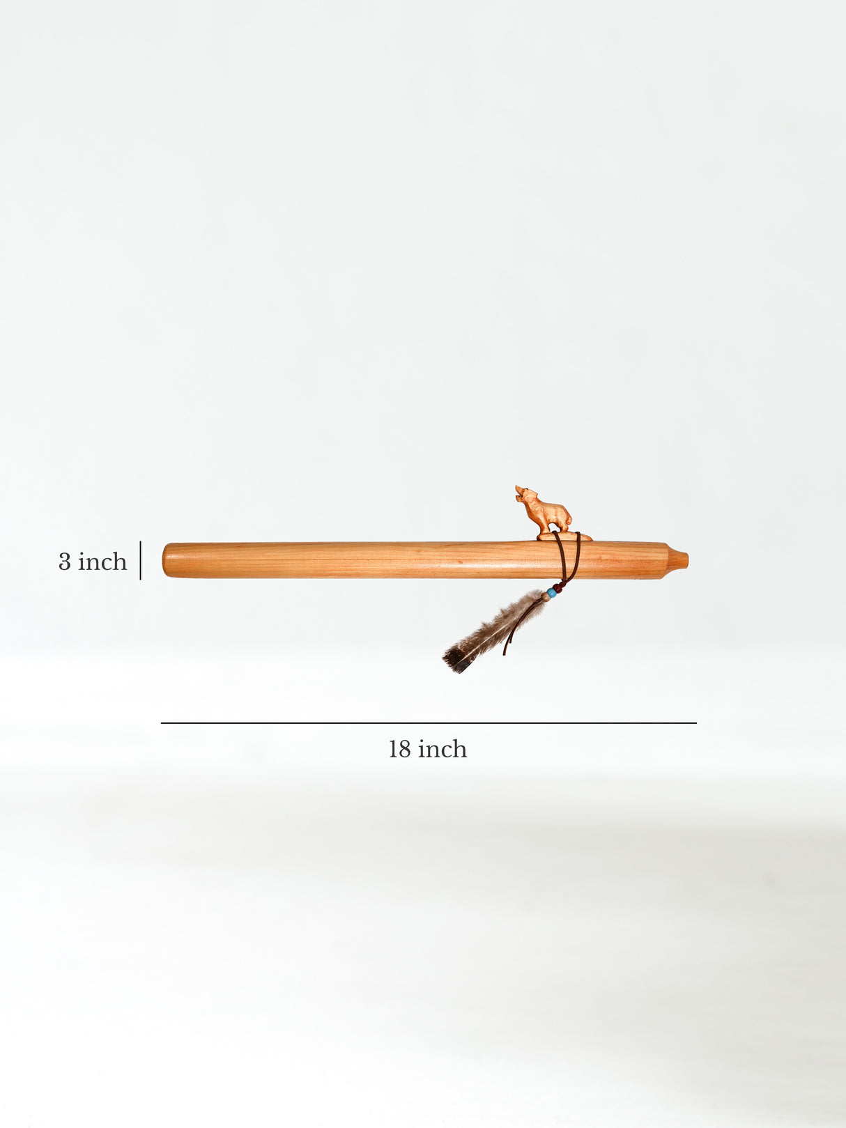 Native American Made Pine Flute- A Minor Dimension | mm0231-Wolf-P