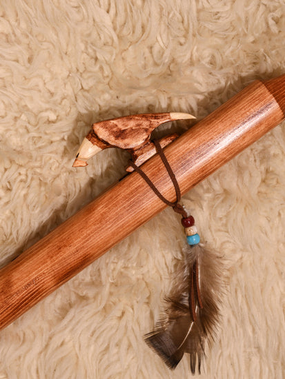 Native American Made Pine Flute- A Minor 1 | mm0236-Eagle-W