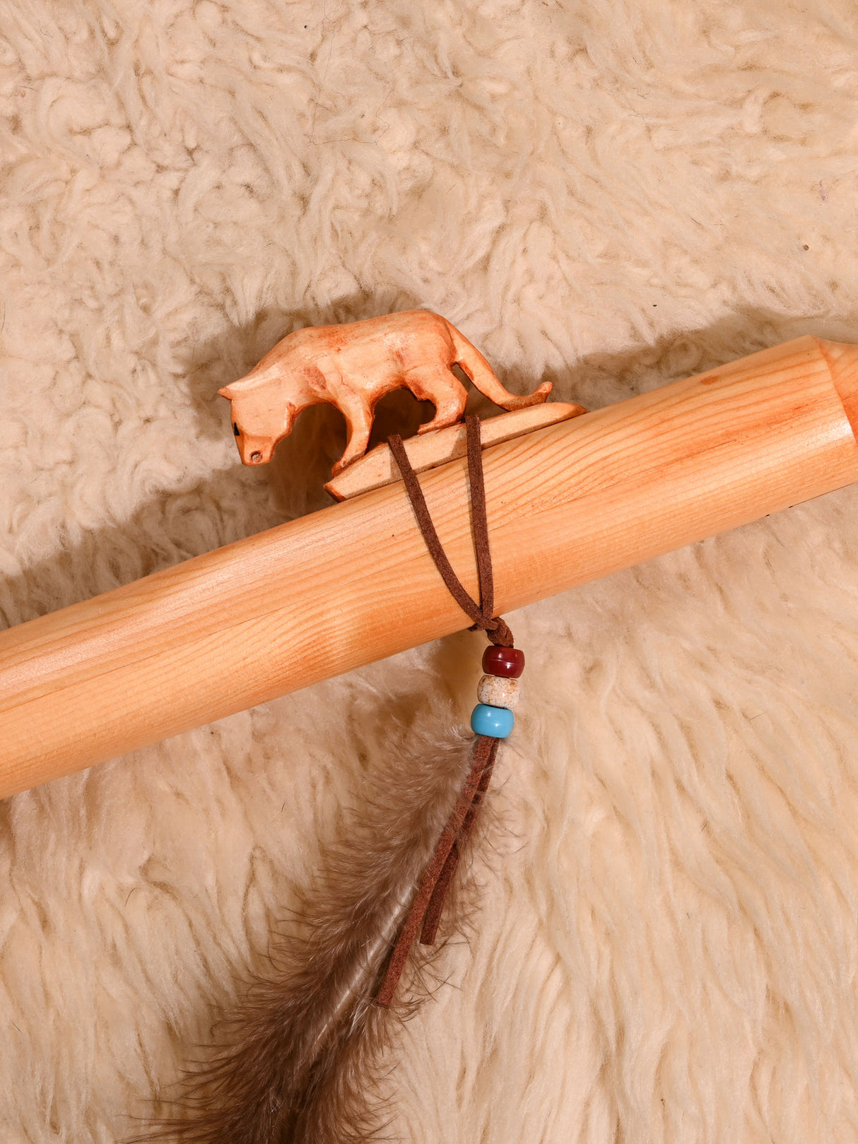 Native American Made Pine Flute- A Minor 4 | mm0240-Mountain-Lion-P