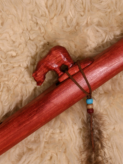 Native American Made Pine Flute- A Minor 1 | mm0247-Bear-C