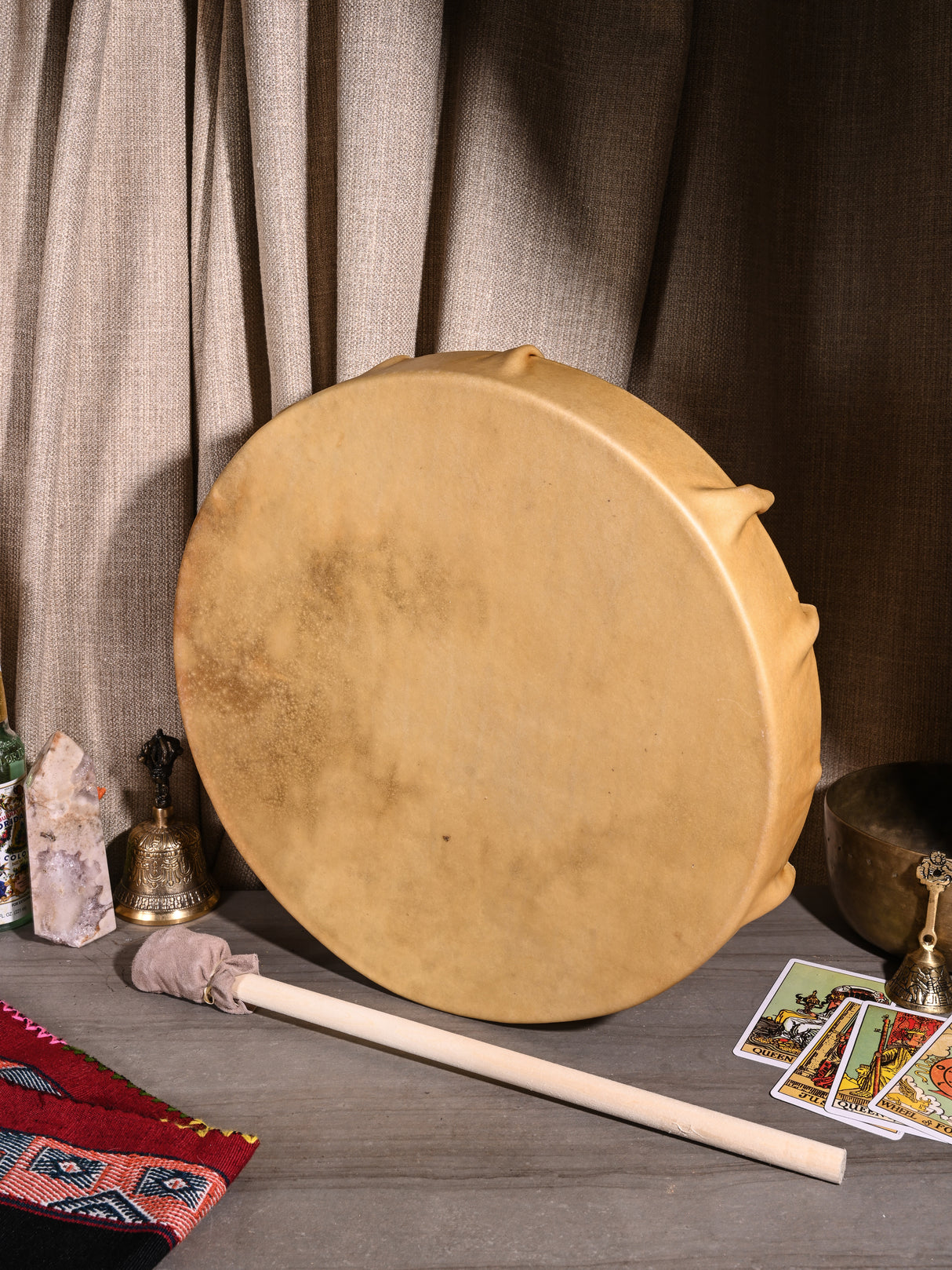 Native American Style Buffalo Hide Frame Hand Drum LS | mmhd-19-10 in | mmhd-19-13 in | mmhd-19-15 in | mmhd-19-18 in | mmhd-19-24 in | mmhd-19-10in-Dark