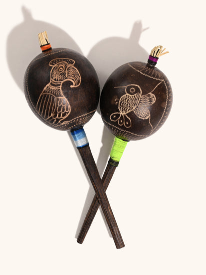 Peruvian Amazon Gourd Rattle - Hummingbird and Condor | mmr004-Medium