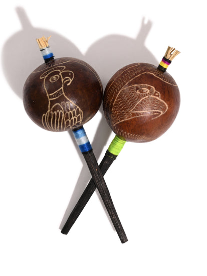 Peruvian Amazon Gourd Rattle - Eagle and Condor | mmr006-Medium