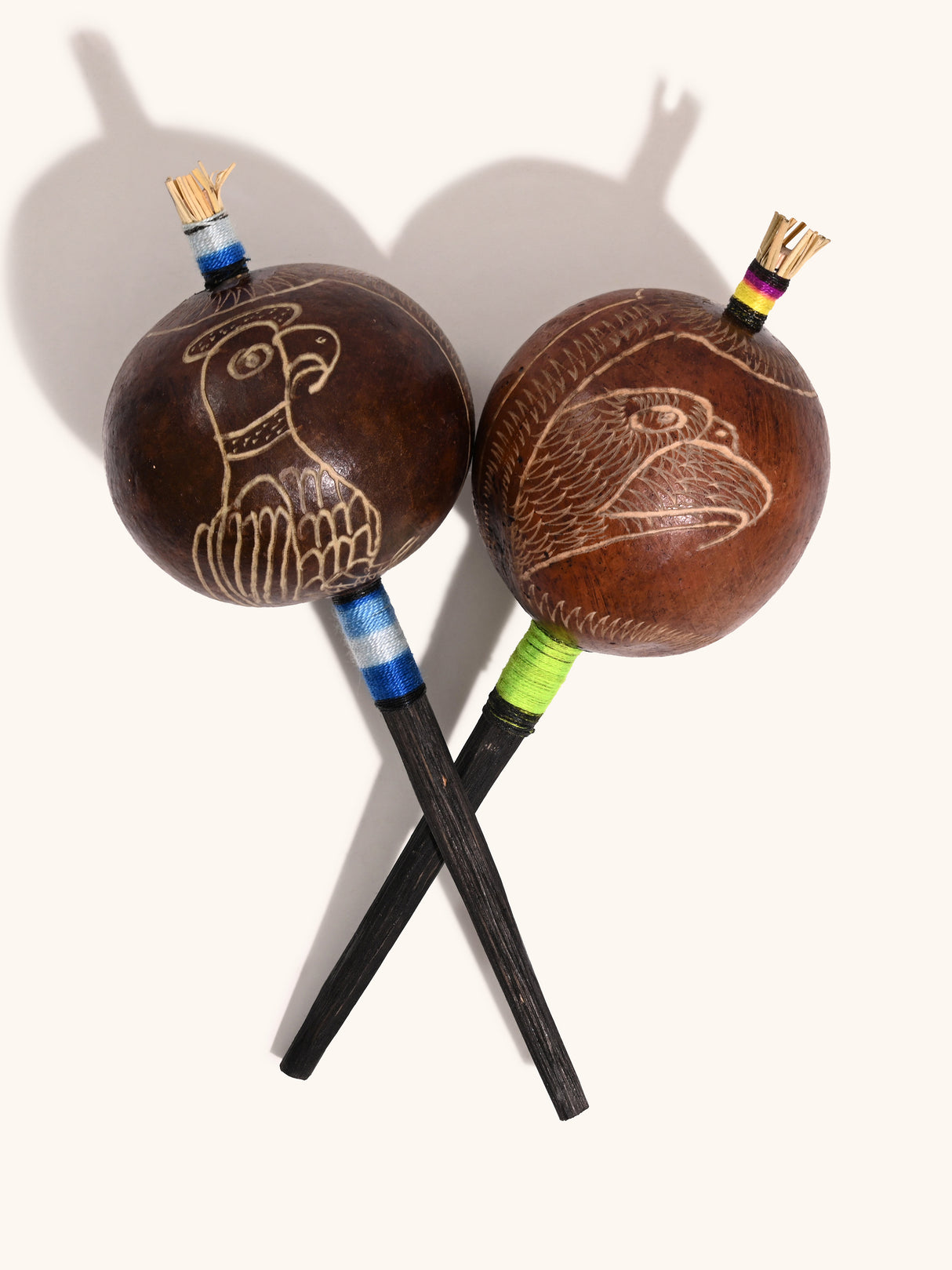 Peruvian Amazon Gourd Rattle - Hummingbird and Condor | mmr004-Large