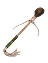 Elk Hide Beaded Rattle