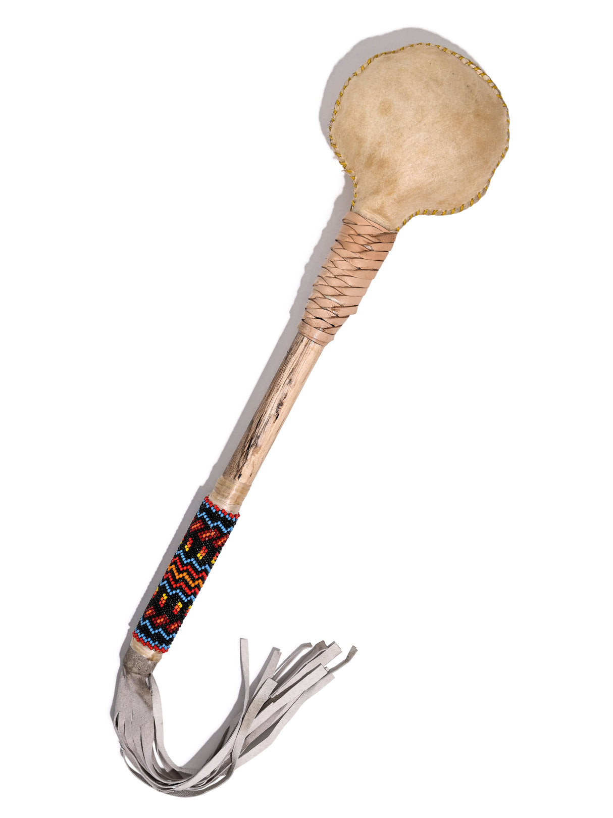 Elk Hide Beaded Rattle