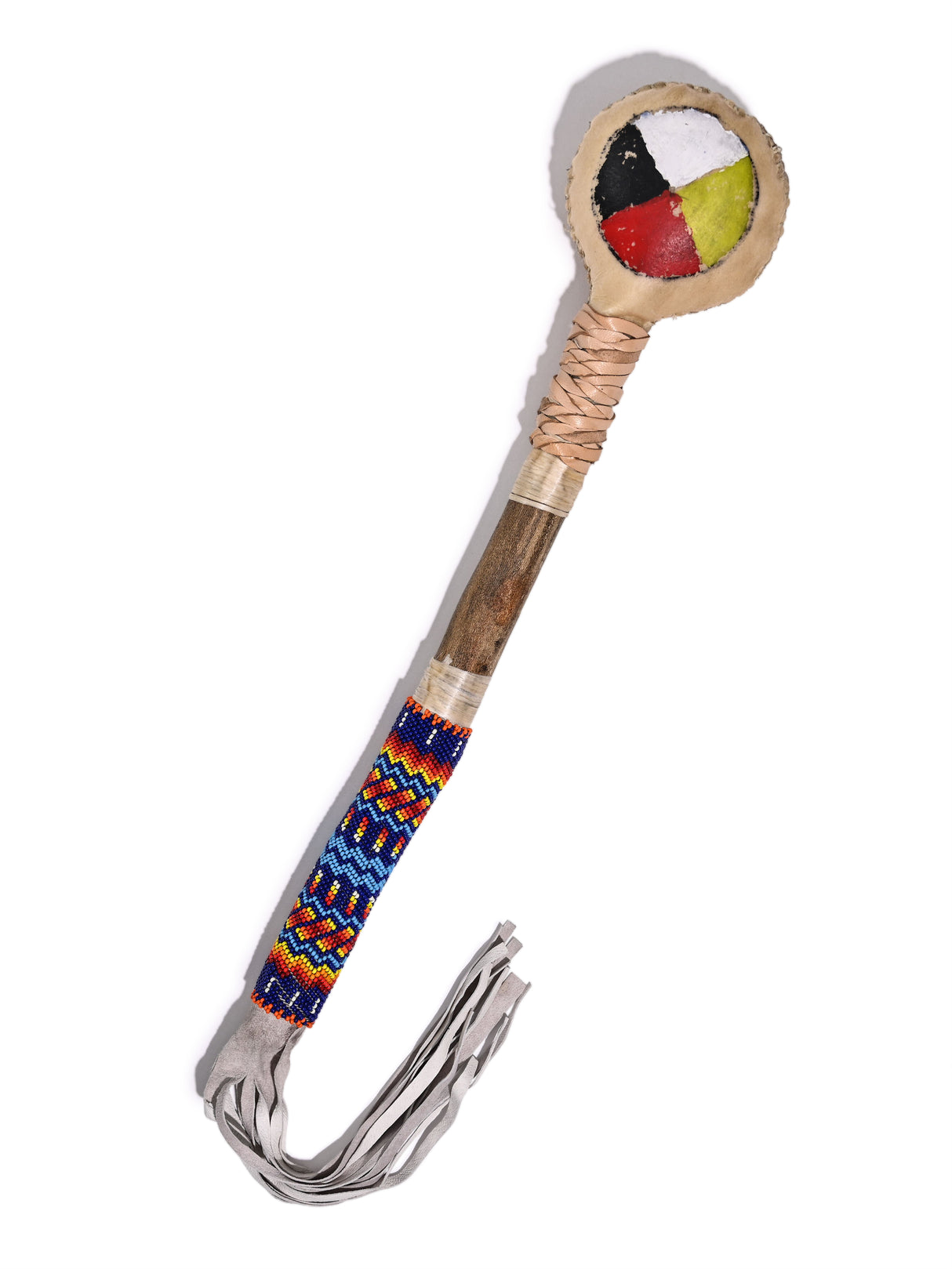Elk Hide Beaded Rattle