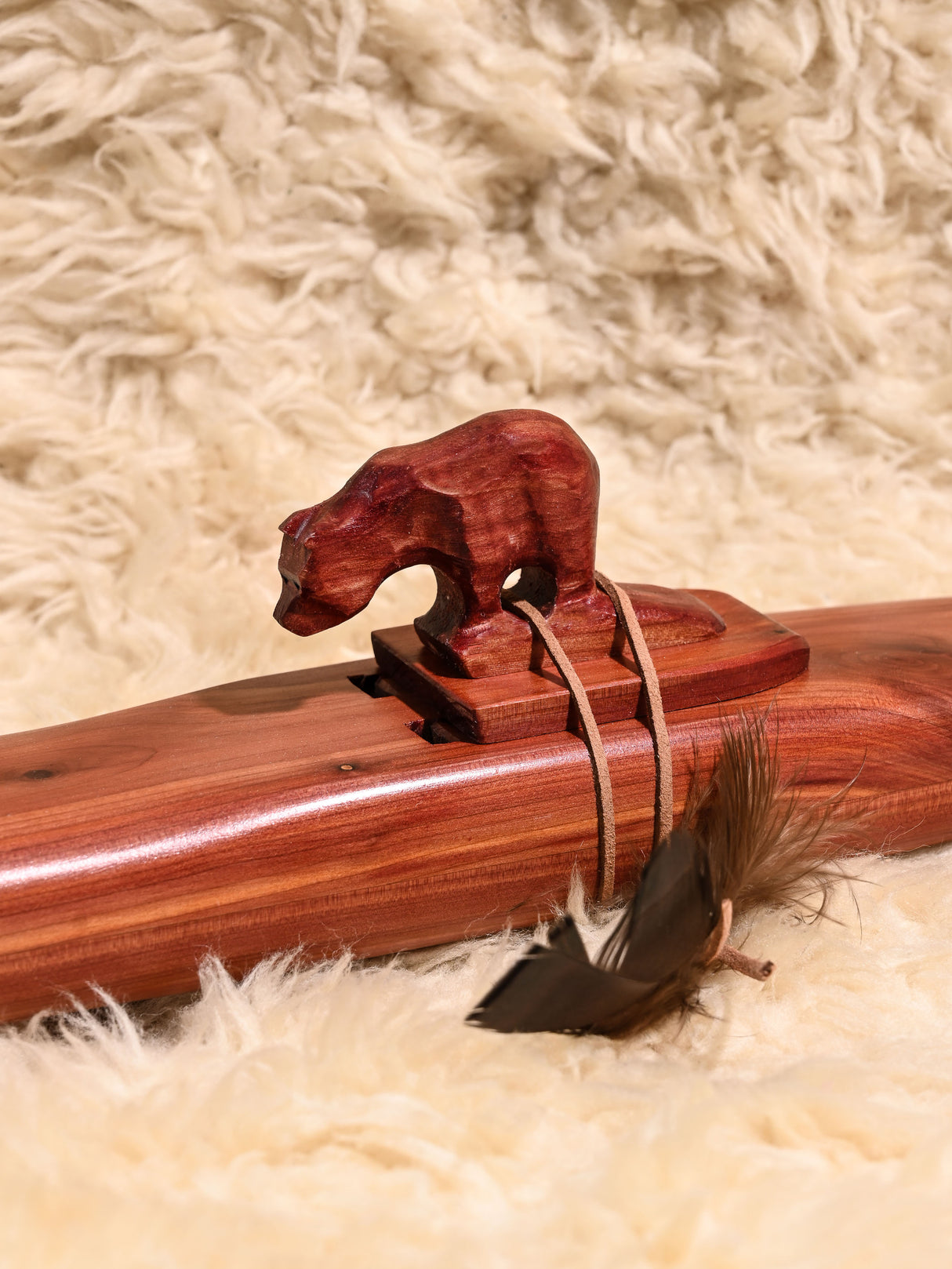 Native American Made Cedar Drone Flute 2 | mm0272-Bear-A | mm0273-Bear-F