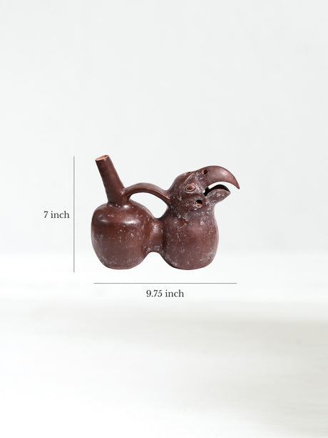 Huaco Silbador-Peruvian Whistling Vessel - Great Red Macaw Dimension | mmwv064