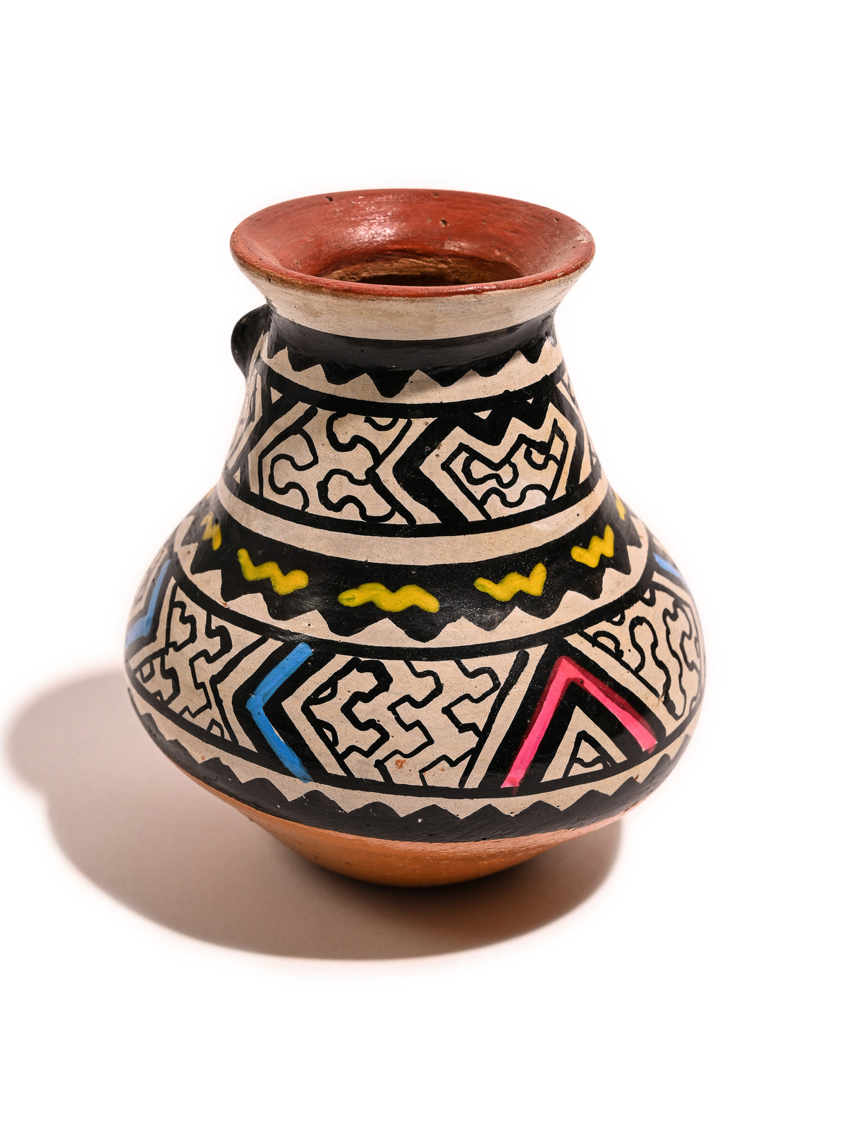 Shipibo Amazon Jungle Ceramic Effigy Vessel 1 | po010-Blue-Yellow