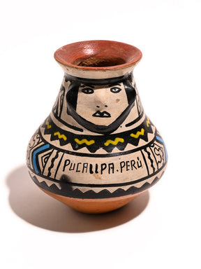 Shipibo Amazon Jungle Ceramic Effigy Vessel | po010-Blue-Yellow