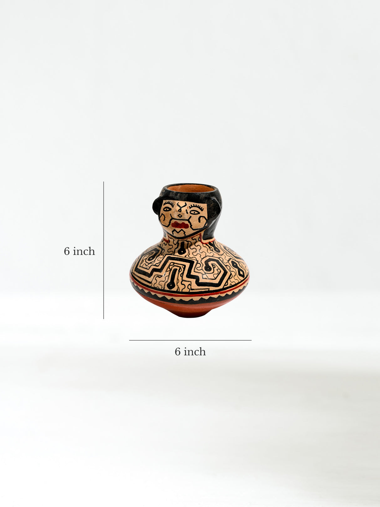 Shipibo Amazon Jungle Ceramic Effigy Vessel Dimension | po010-Red