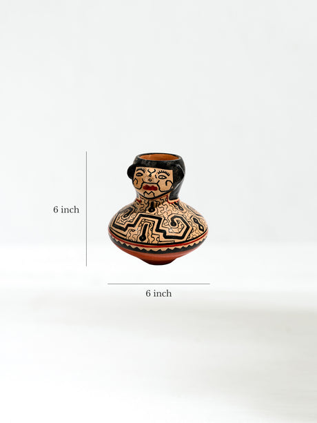 Shipibo Amazon Jungle Ceramic Effigy Vessel Dimension | po010-Red