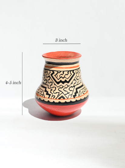 Shipibo Amazon Jungle Ceramic Vase | po016-Sienna-Black