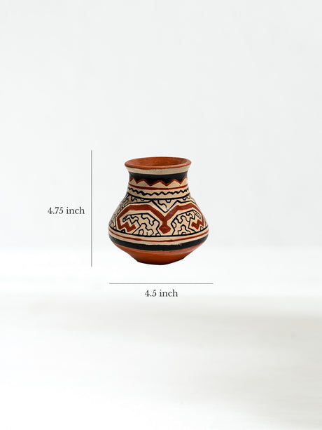 Shipibo Amazon Jungle Ceramic Effigy Vessel Dimension | po010-Sienna-White