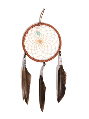 4" Turquoise Stone Dreamcatcher | si0374-Tan-Black