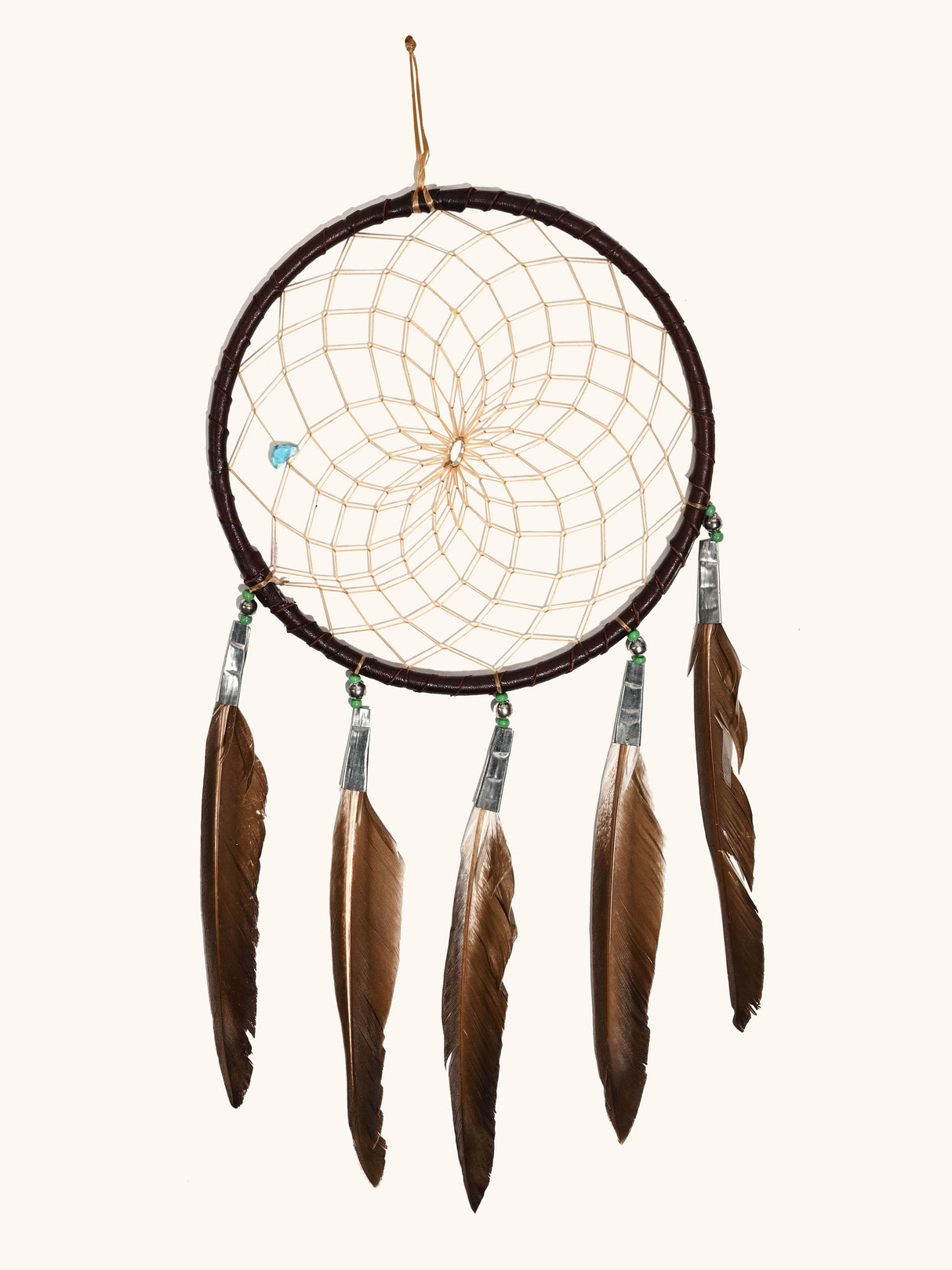 6" Turquoise Stone Dreamcatcher | si0375-Chocolate-Green