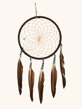 6" Turquoise Stone Dreamcatcher | si0375-Chocolate-Green