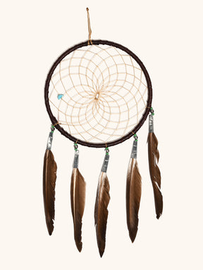 6" Turquoise Stone Dreamcatcher | si0375-Chocolate-Green