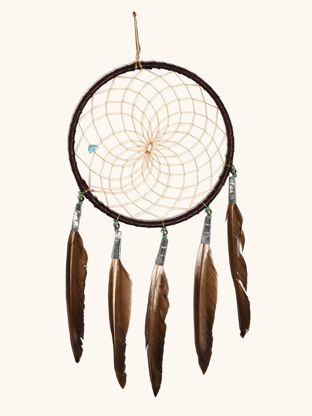 6" Turquoise Stone Dreamcatcher | si0375-Chocolate-Green