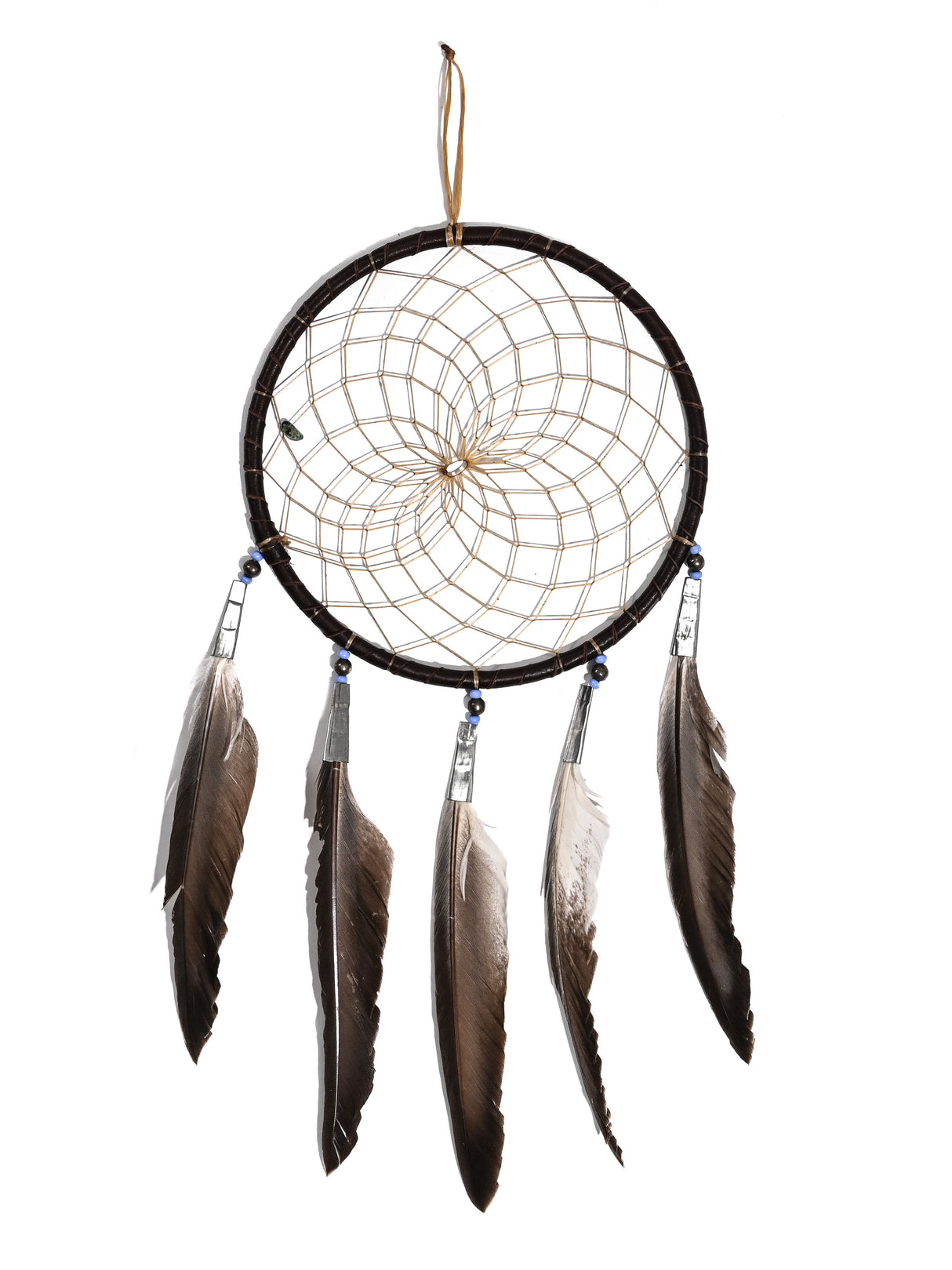6" Turquoise Stone Dreamcatcher | si0375-Chocolate-Periwinkle