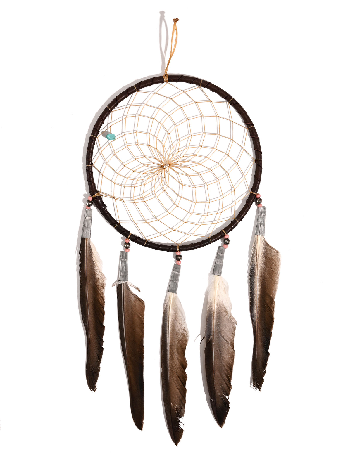 6" Turquoise Stone Dreamcatcher | si0375-Chocolate-Pink