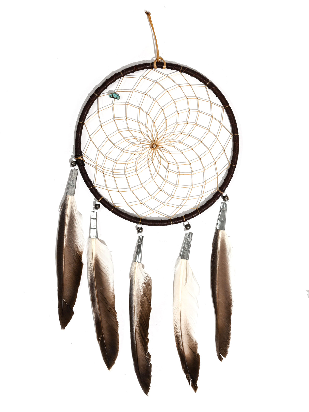 6" Turquoise Stone Dreamcatcher | si0375-Chocolate-White